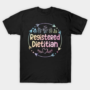 Registered Dietitian cute floral watercolor T-Shirt